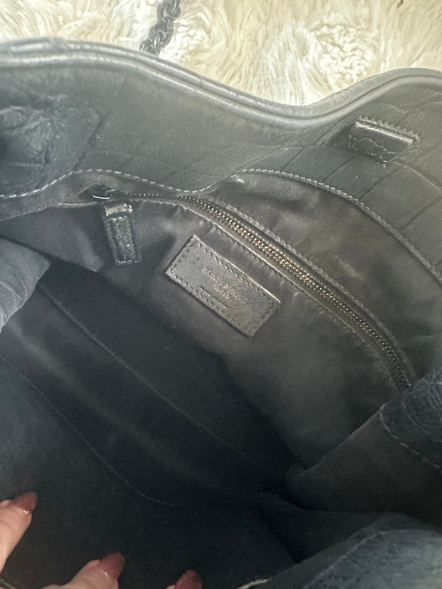 SAINT LAURENT - Niki Shopping Shoulder Bag in Croc-embossed Leather