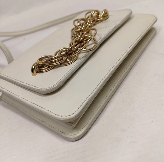 Chloe White leather and gold loop crossbody bag
