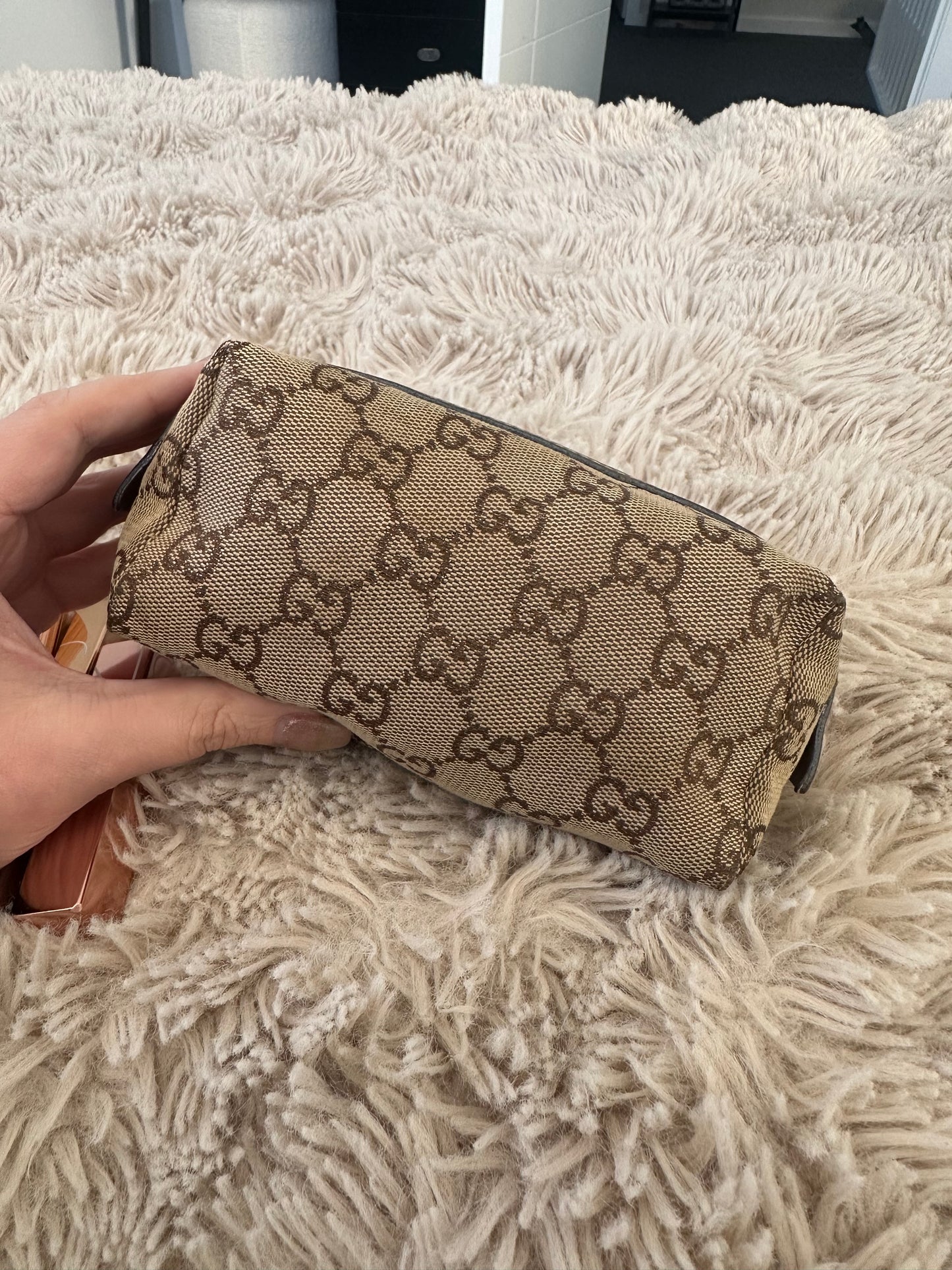 Gucci GG monogram cosmetic pouch with heart detail