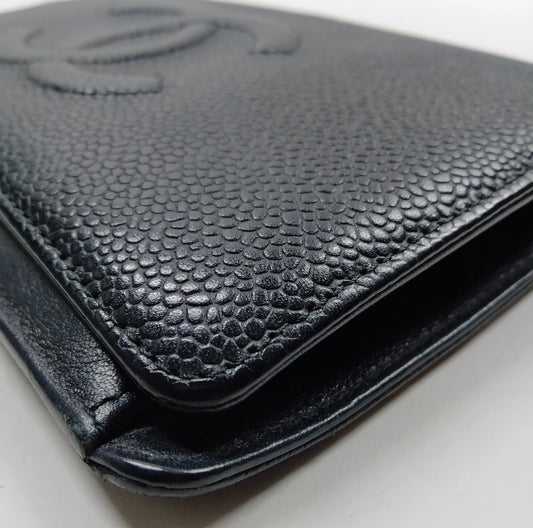 Chanel - black caviar leather CC wallet