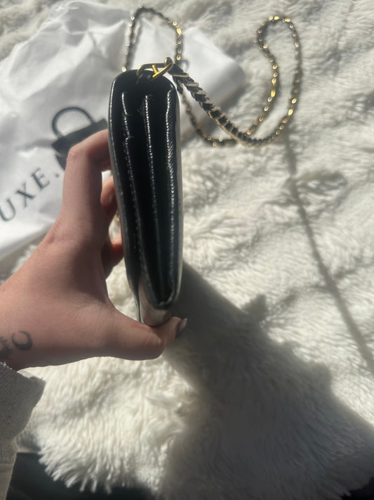 Prada Saffiano Wallet on Chain Black