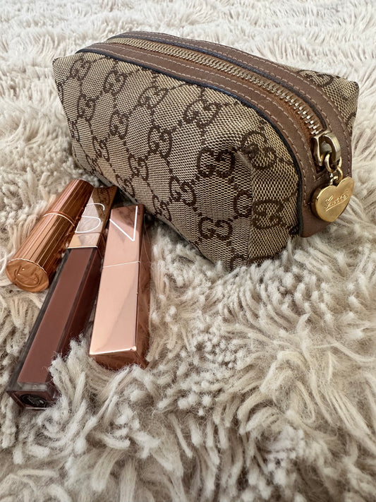 Gucci GG monogram cosmetic pouch with heart detail