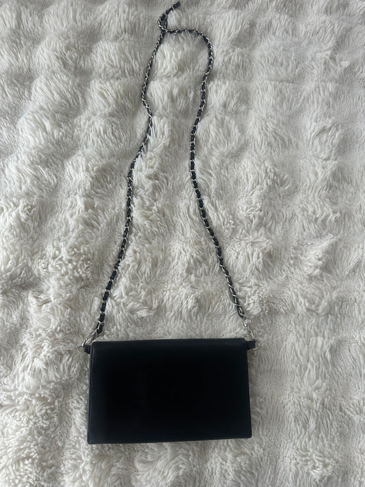 Prada Saffiano Wallet on Chain black silver