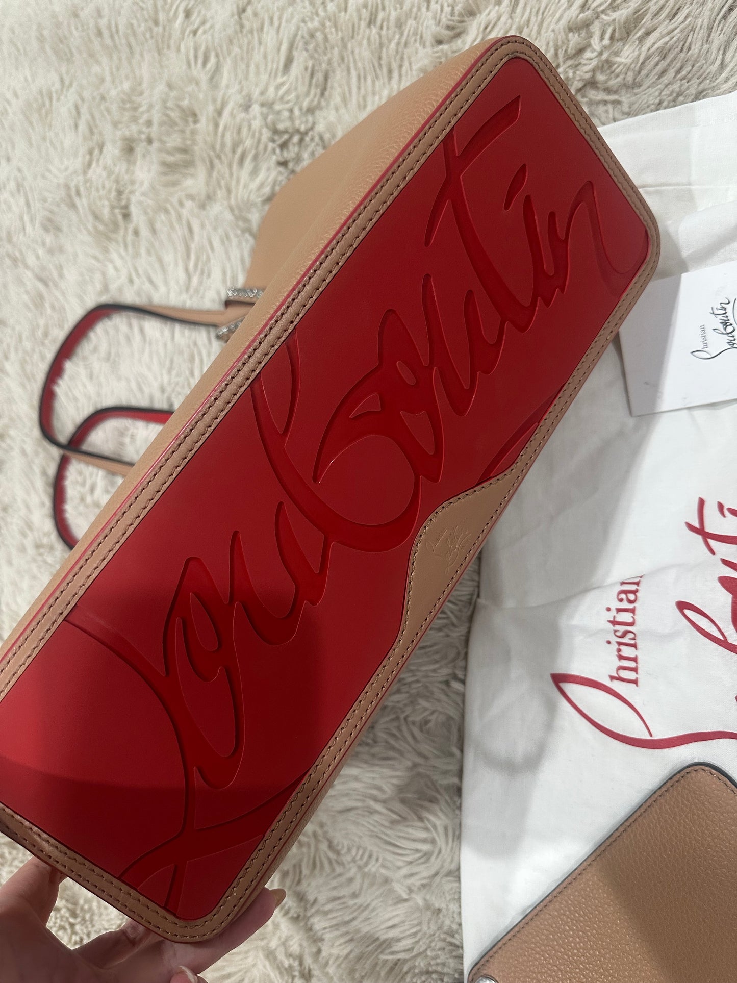 Christian Louboutin - Cabata tote bag in nude grain leather.