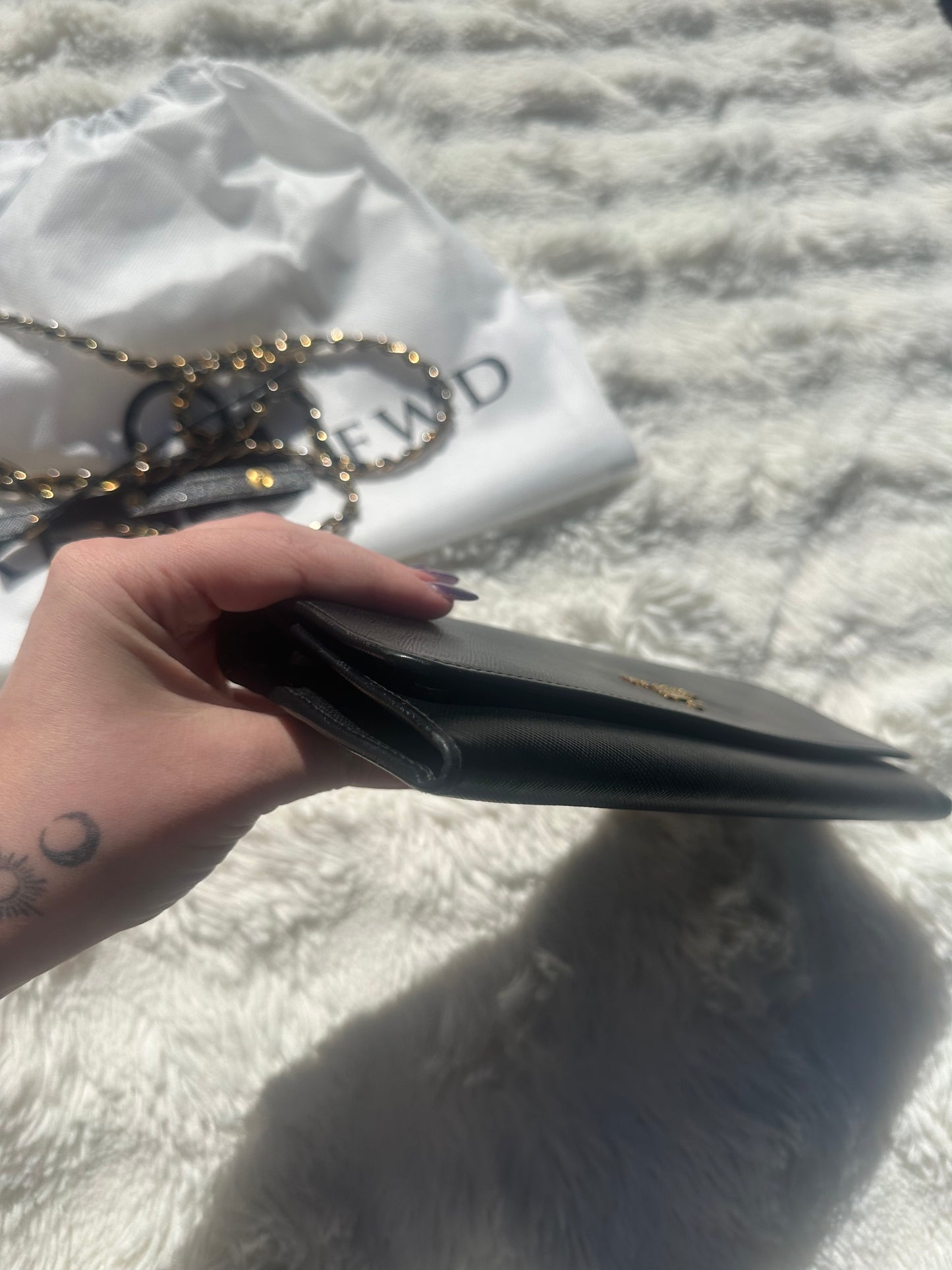 Prada Saffiano Wallet on Chain Black