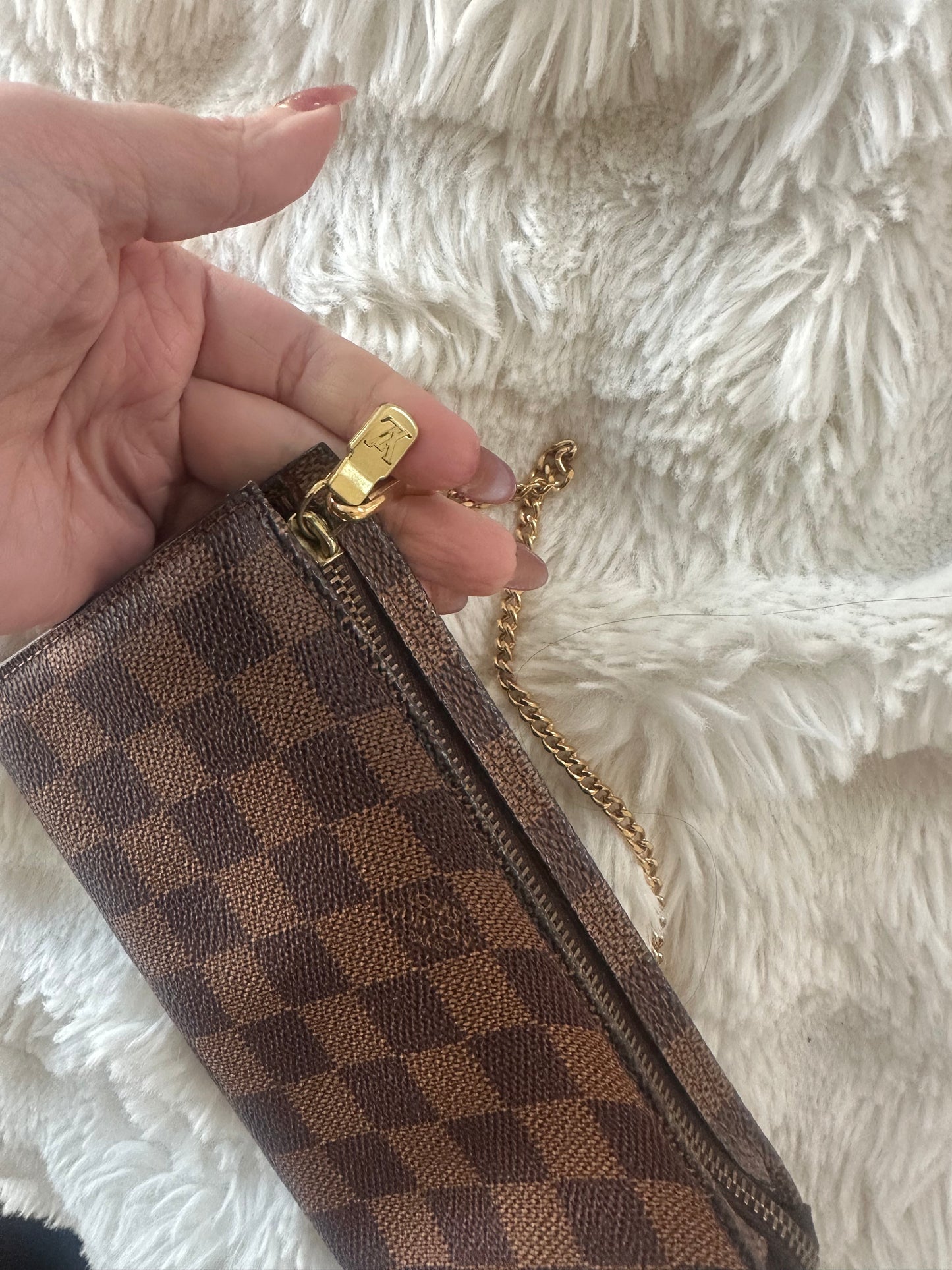 Louis Vuitton Damier Ebene mini pouch on chain crossbody