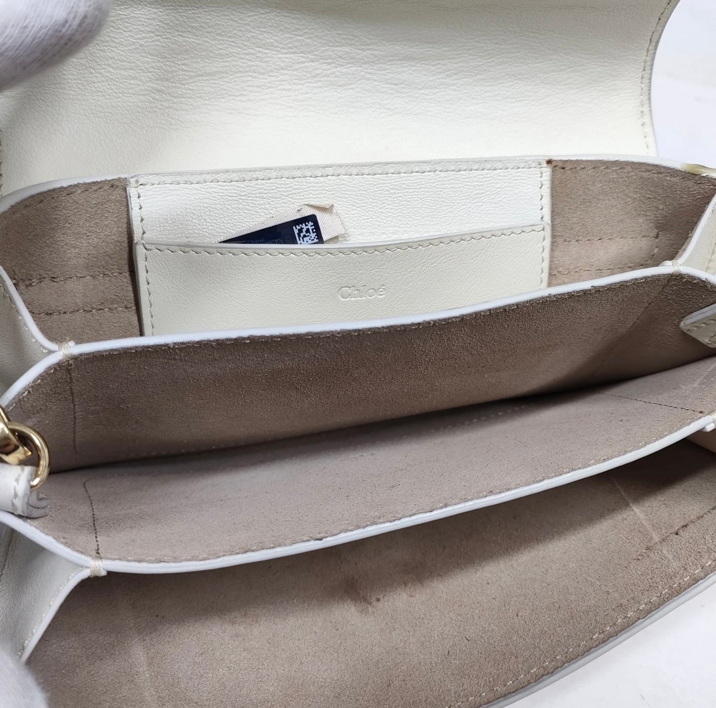 Chloe White leather and gold loop crossbody bag
