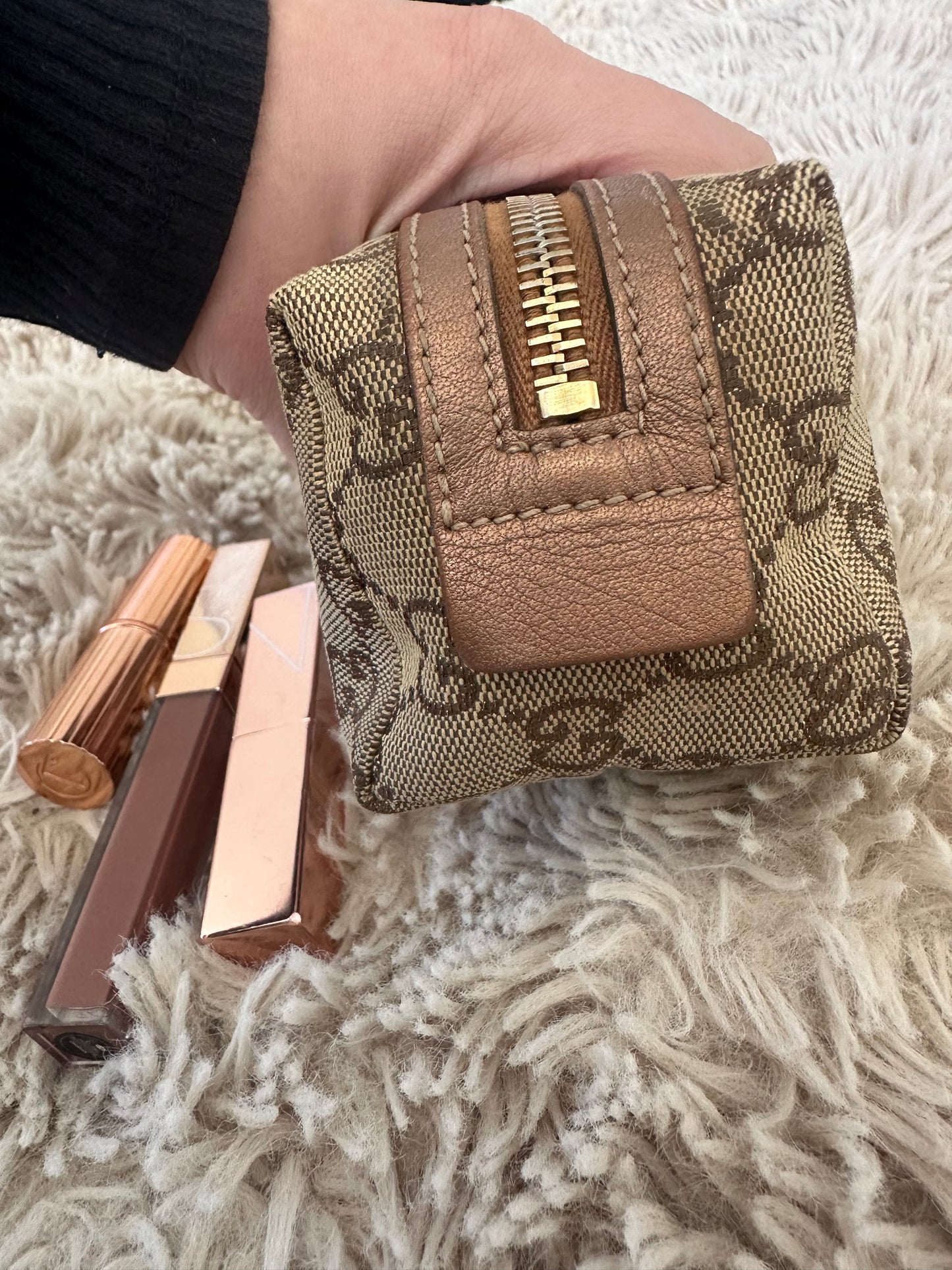 Gucci GG monogram cosmetic pouch with heart detail
