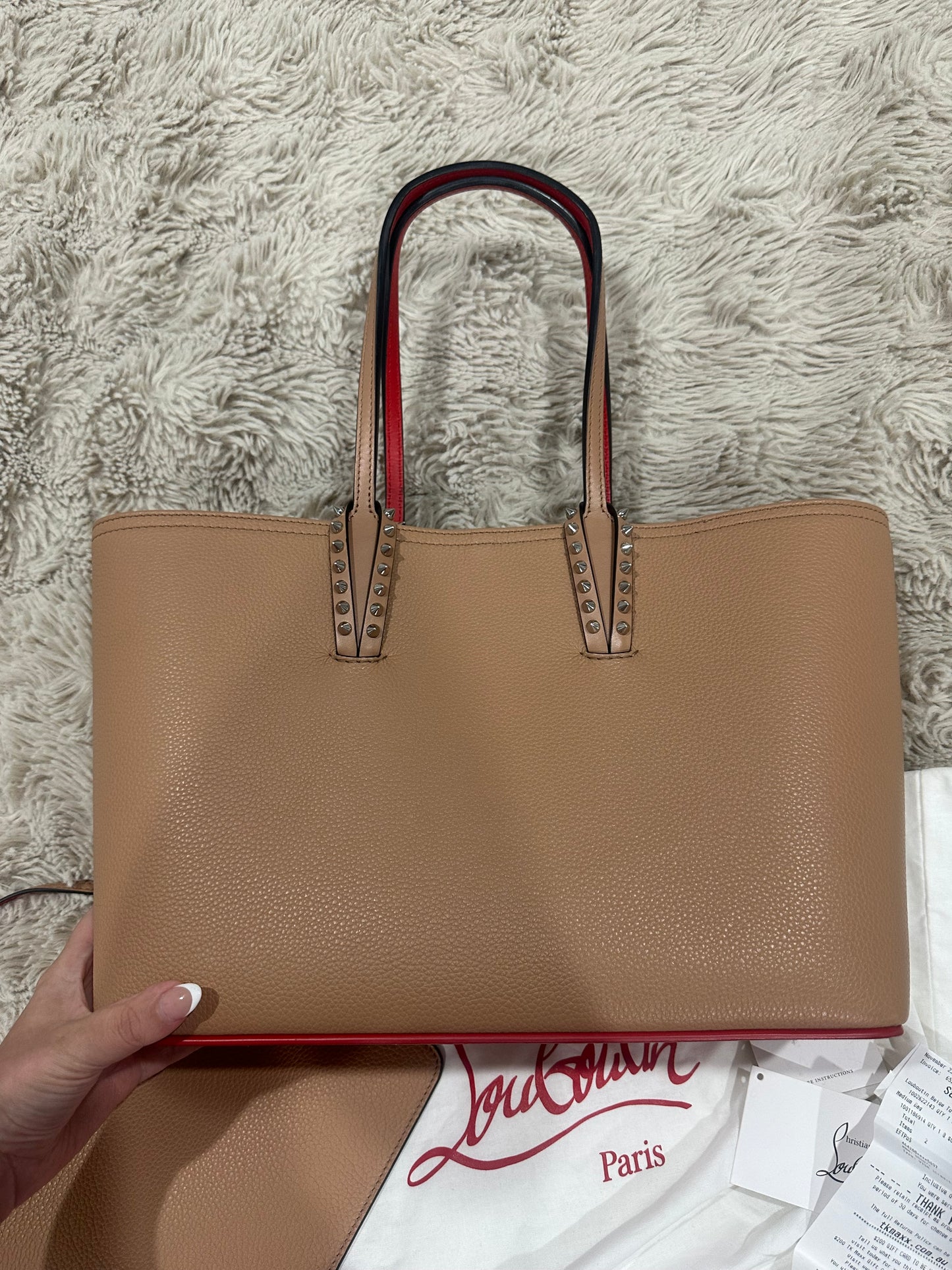 Christian Louboutin - Cabata tote bag in nude grain leather.