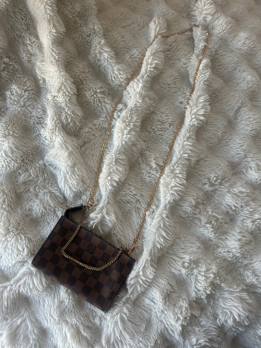 Louis Vuitton Damier Ebene mini pouch on chain crossbody