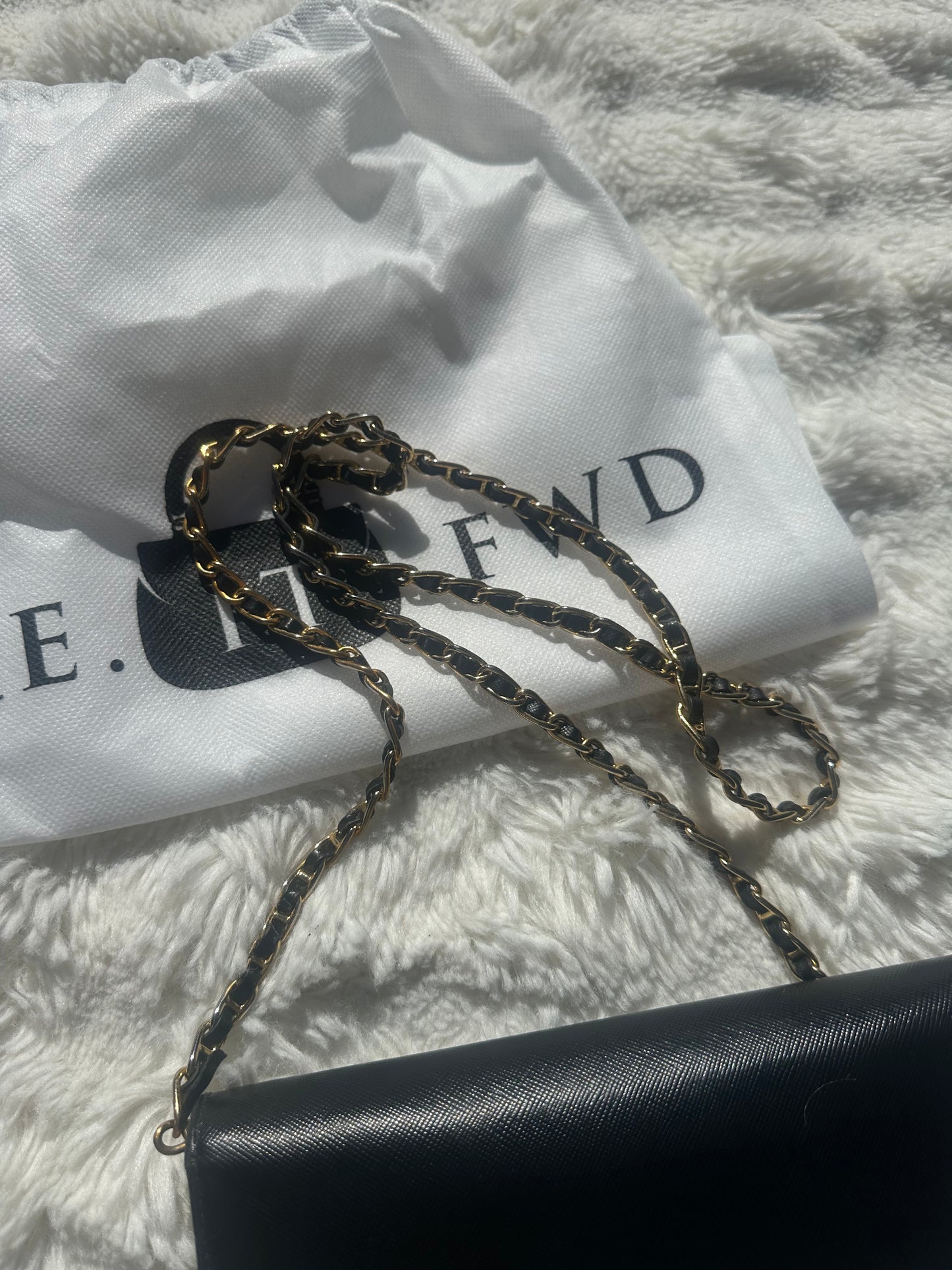 Prada Saffiano Wallet on Chain Black
