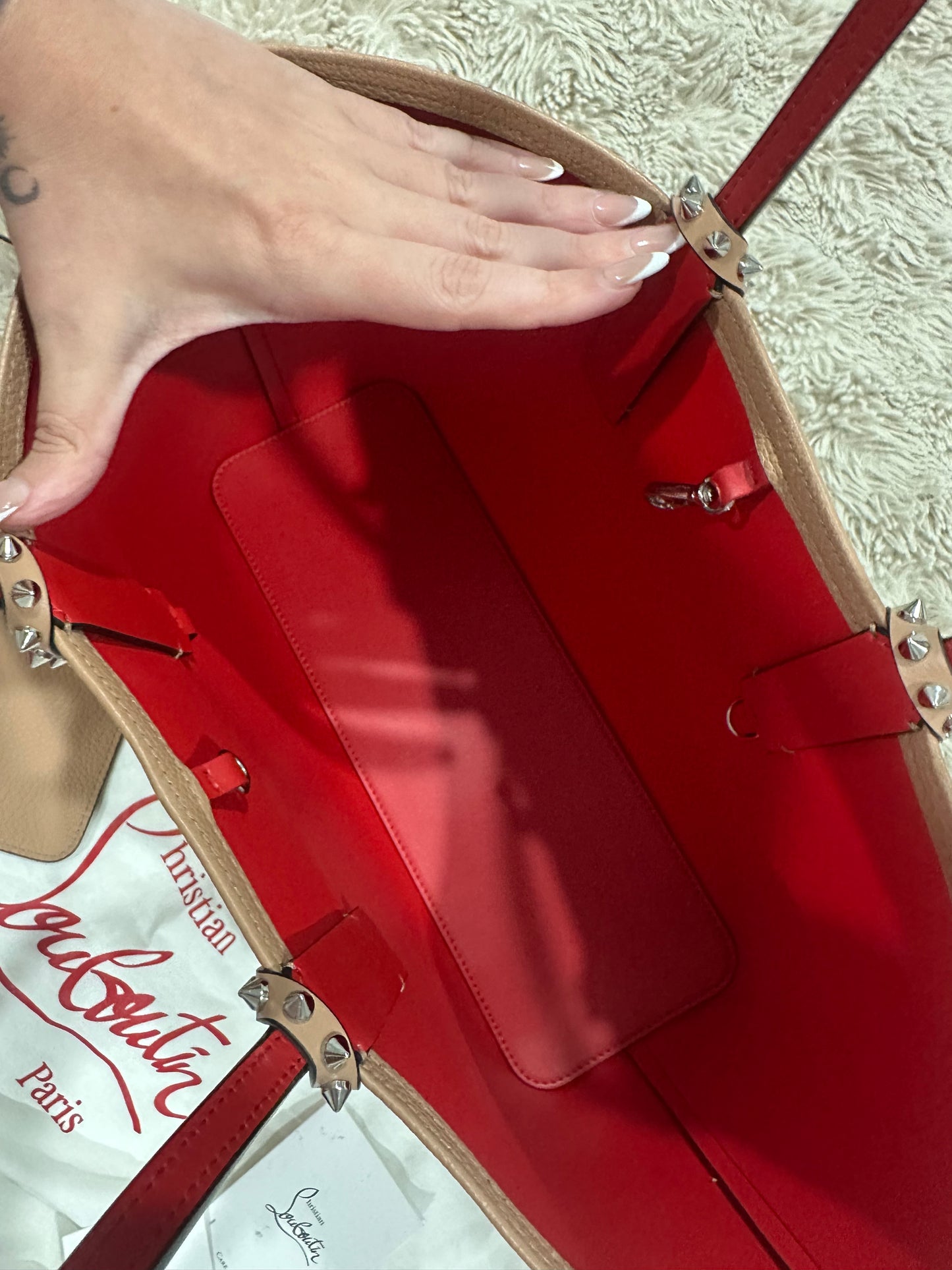 Christian Louboutin - Cabata tote bag in nude grain leather.