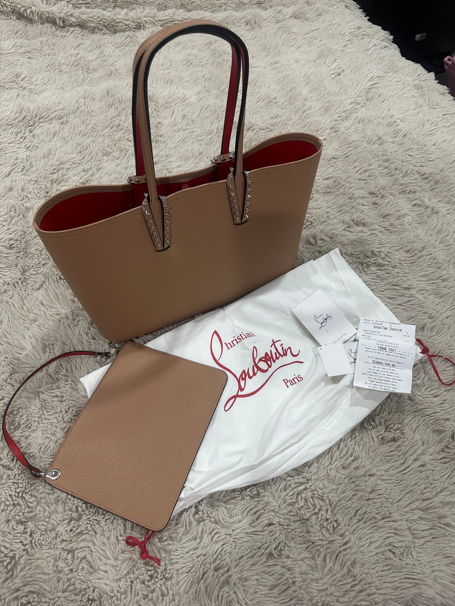 Christian Louboutin - Cabata tote bag in nude grain leather.