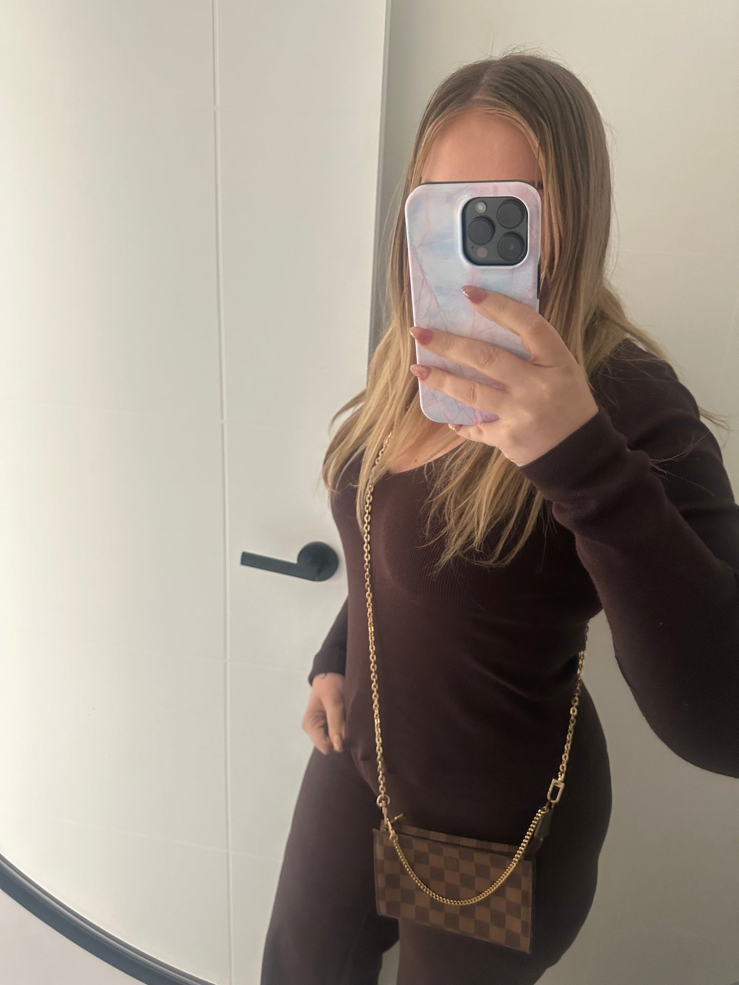 Louis Vuitton Damier Ebene mini pouch on chain crossbody