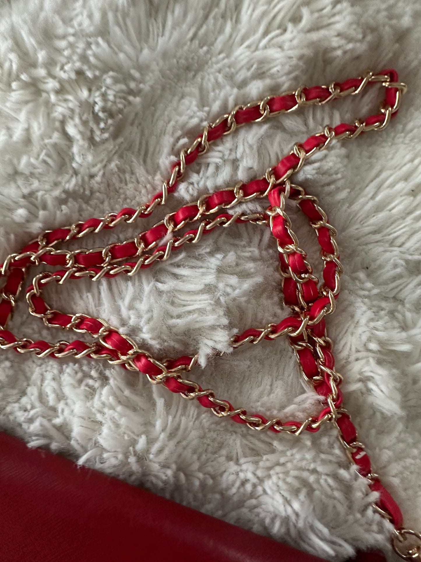 Prada Saffiano Wallet on Chain Red