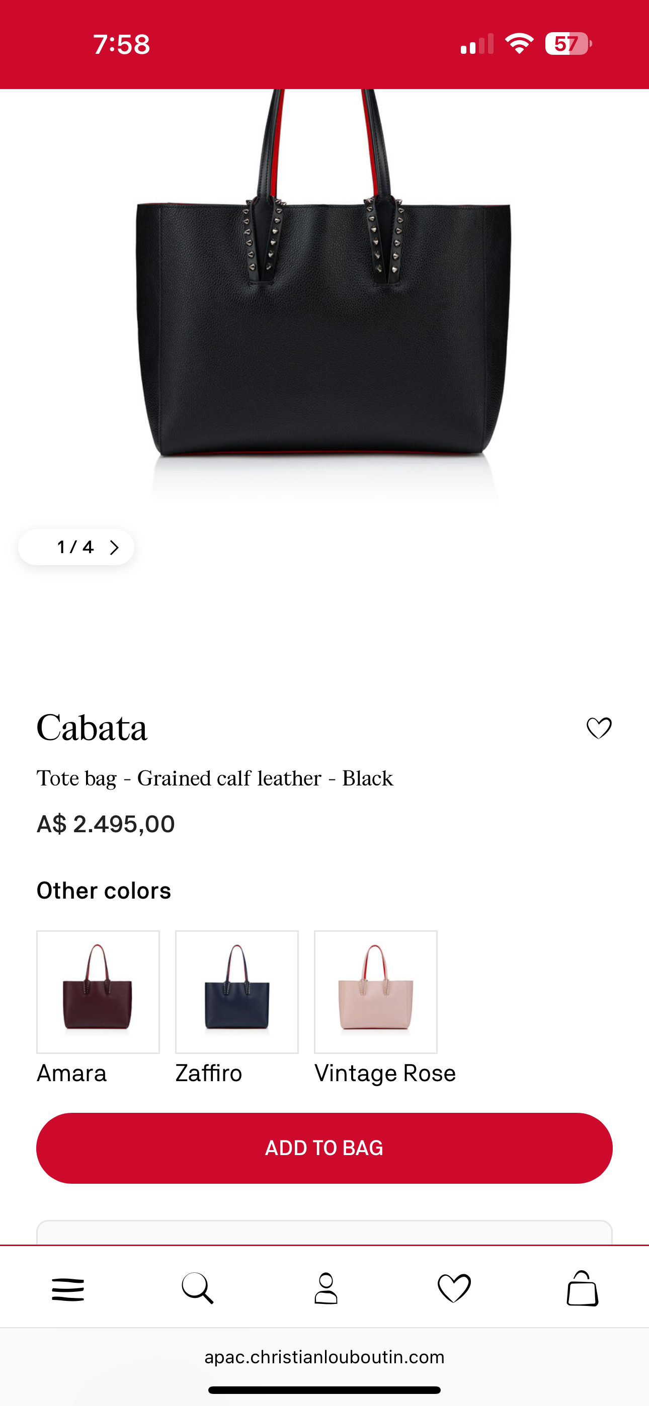 Christian Louboutin - Cabata tote bag in nude grain leather.