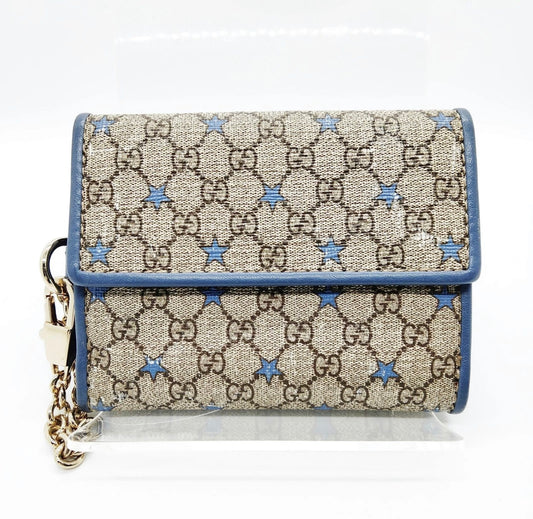 Gucci Wallet - star canvas wallet with chain