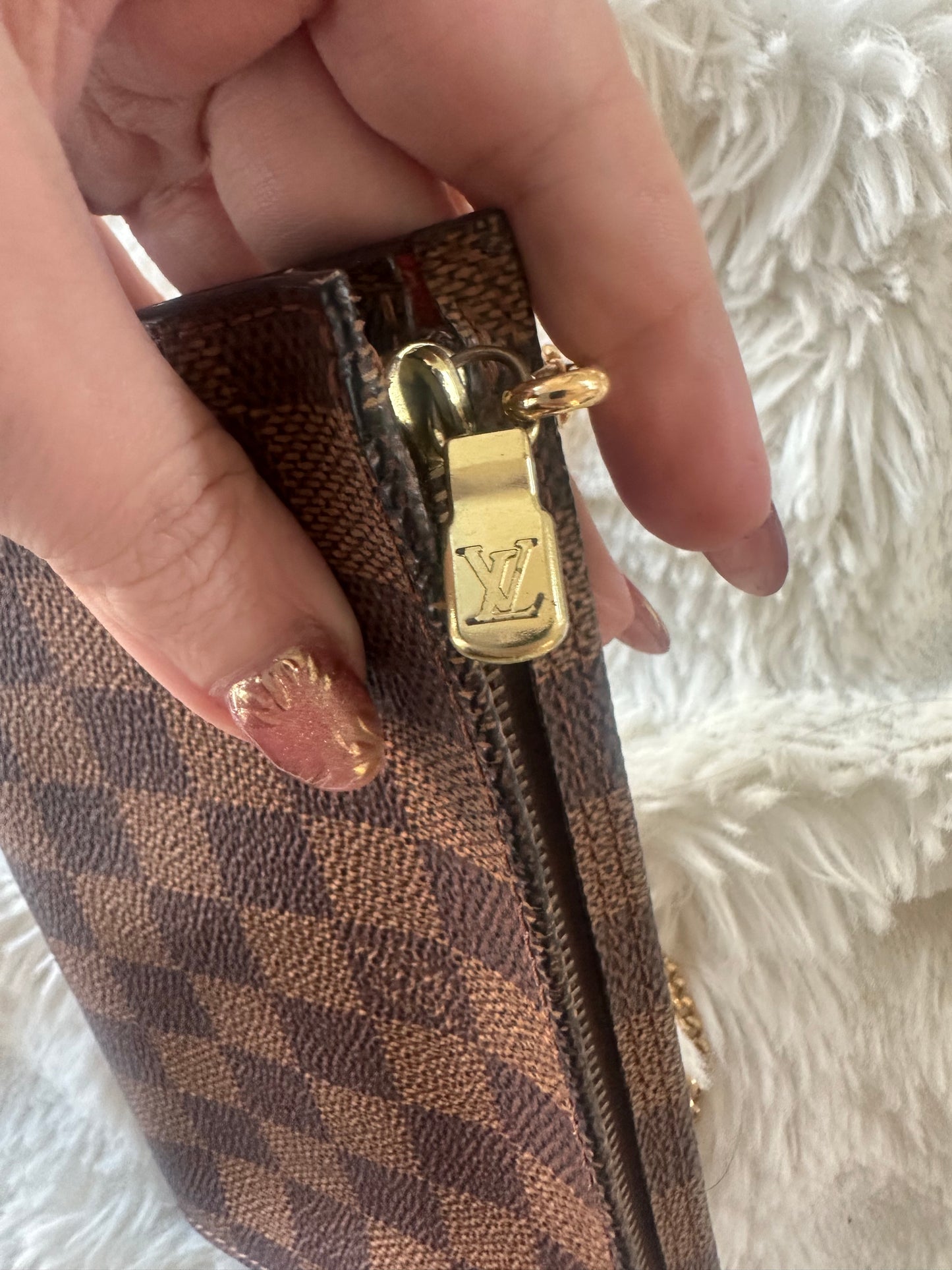 Louis Vuitton Damier Ebene mini pouch on chain crossbody