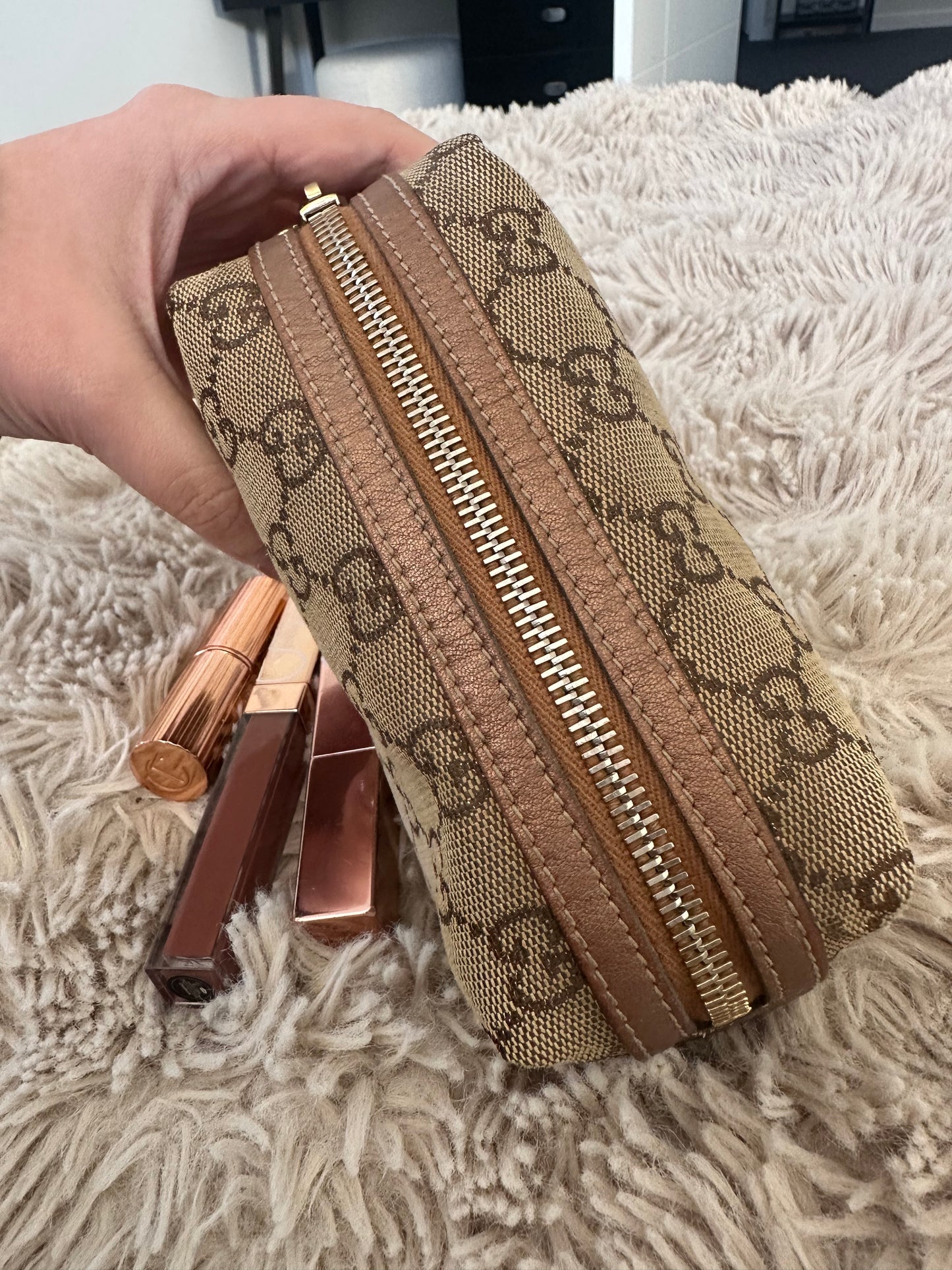 Gucci GG monogram cosmetic pouch with heart detail