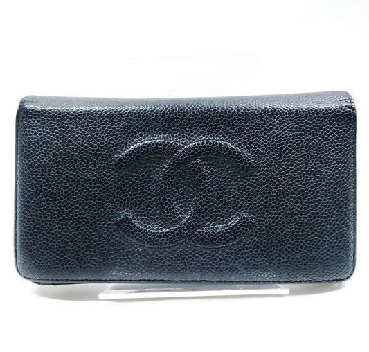 Chanel - black caviar leather CC wallet