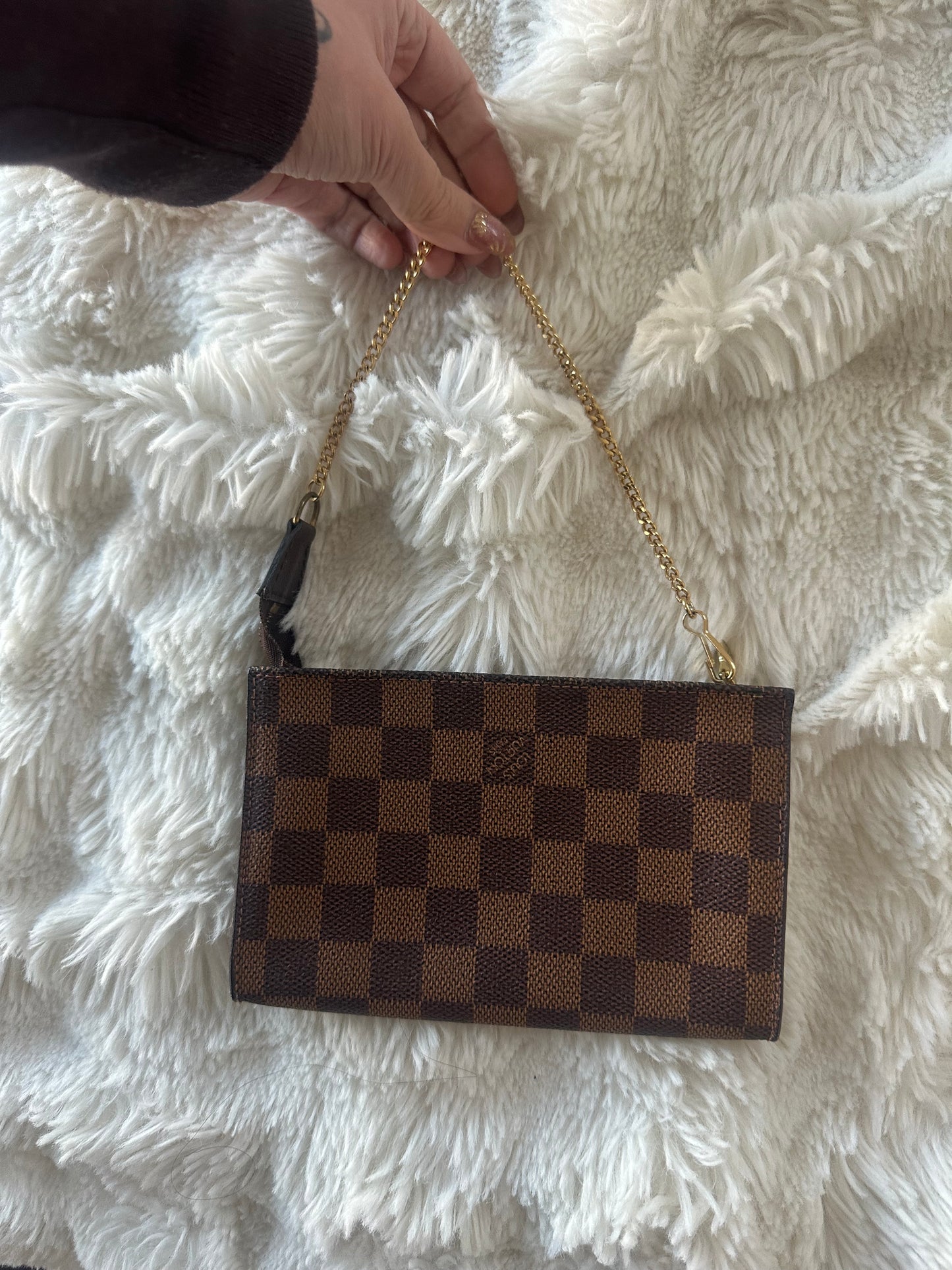 Louis Vuitton Damier Ebene mini pouch on chain crossbody