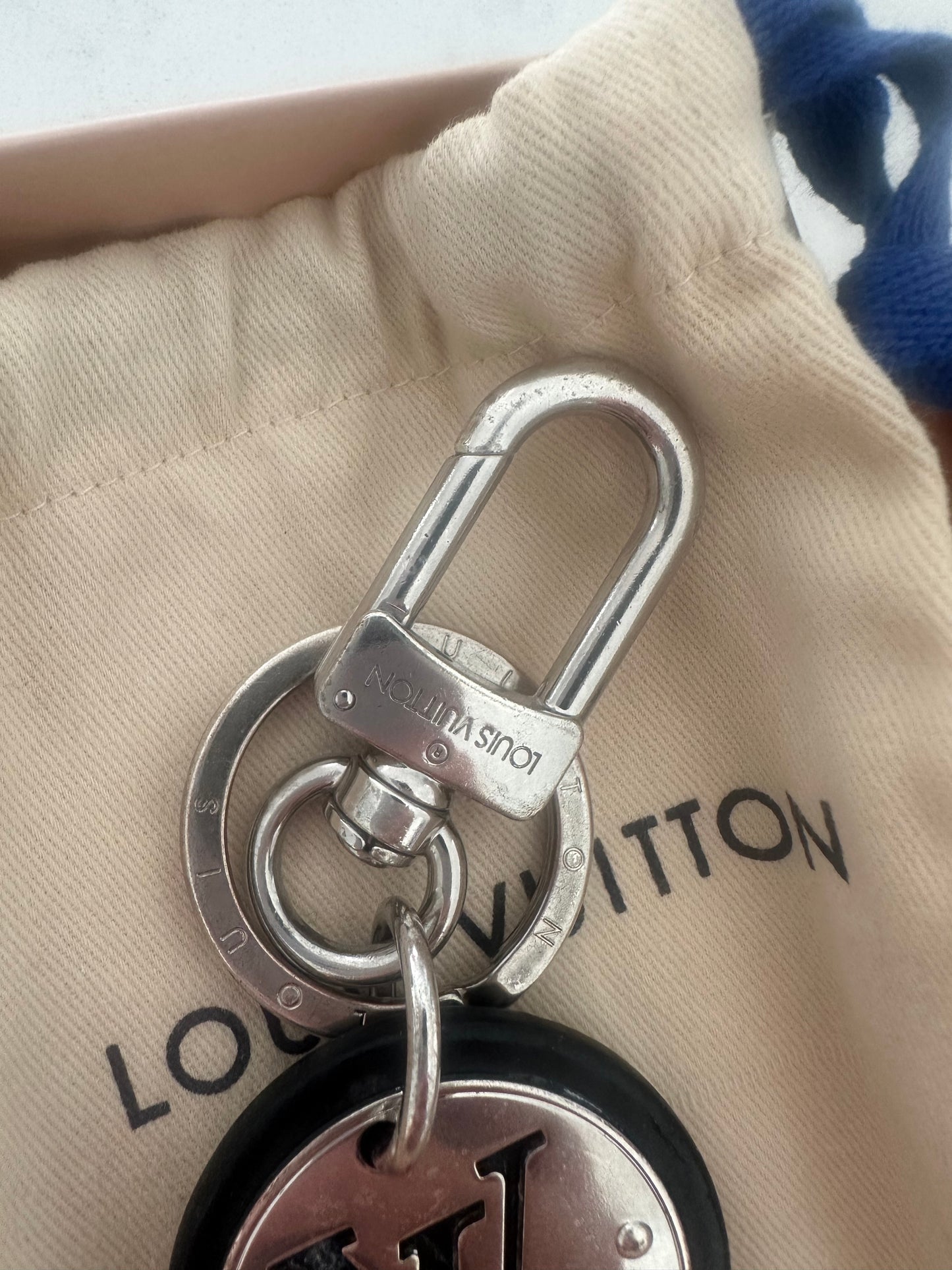 Lv silver keychain