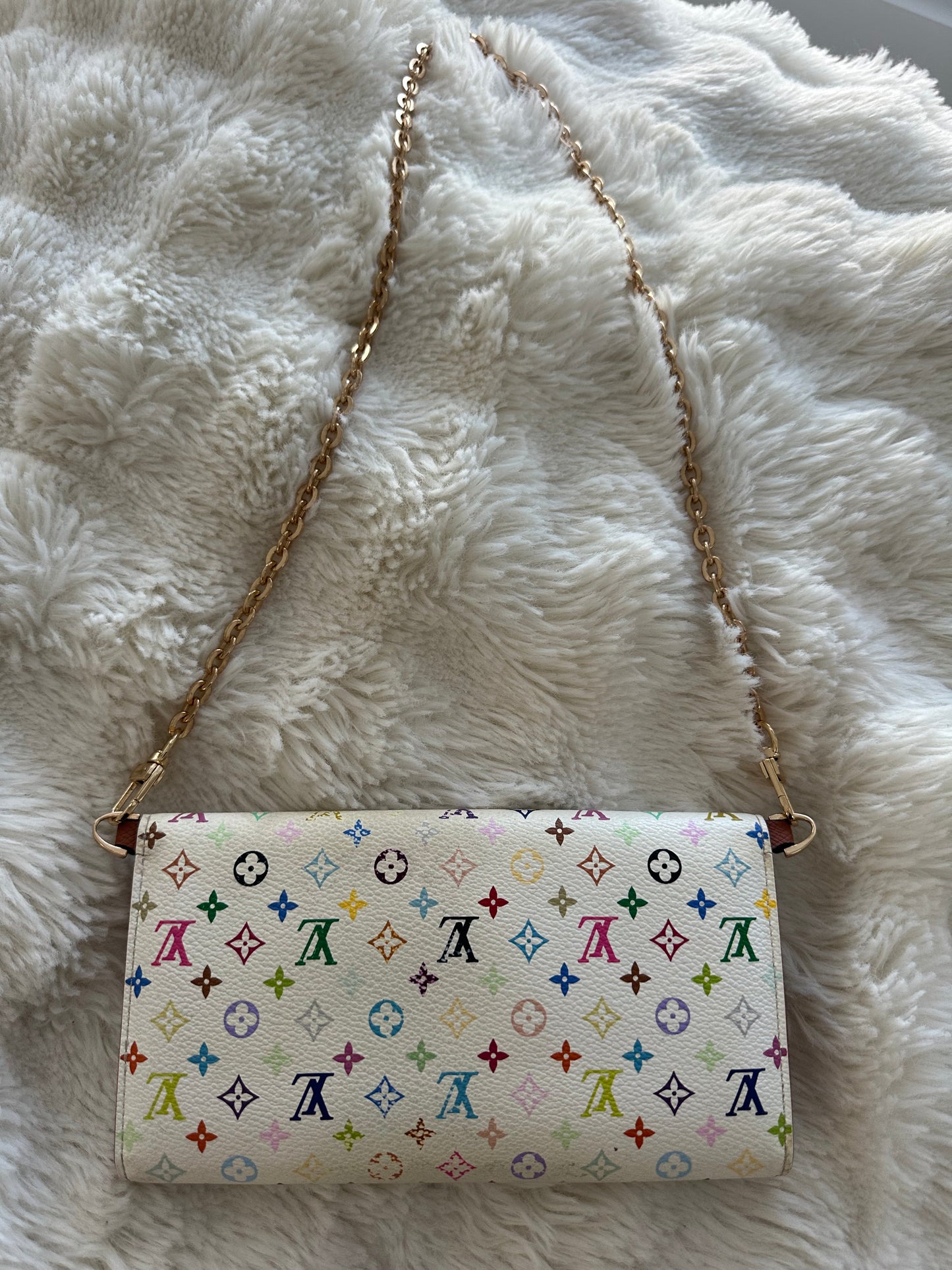 Louis Vuitton Murakami monogram multicolour limited edition wallet on chain crossbody bag