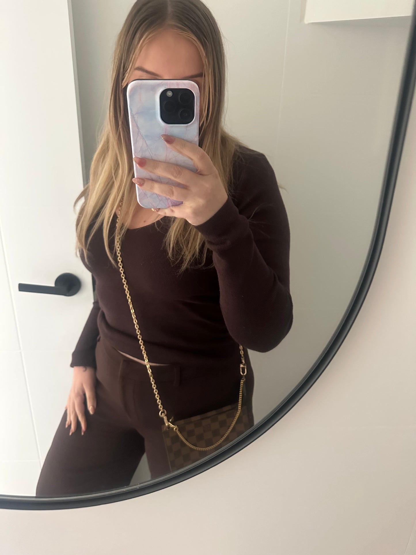 Louis Vuitton Damier Ebene mini pouch on chain crossbody