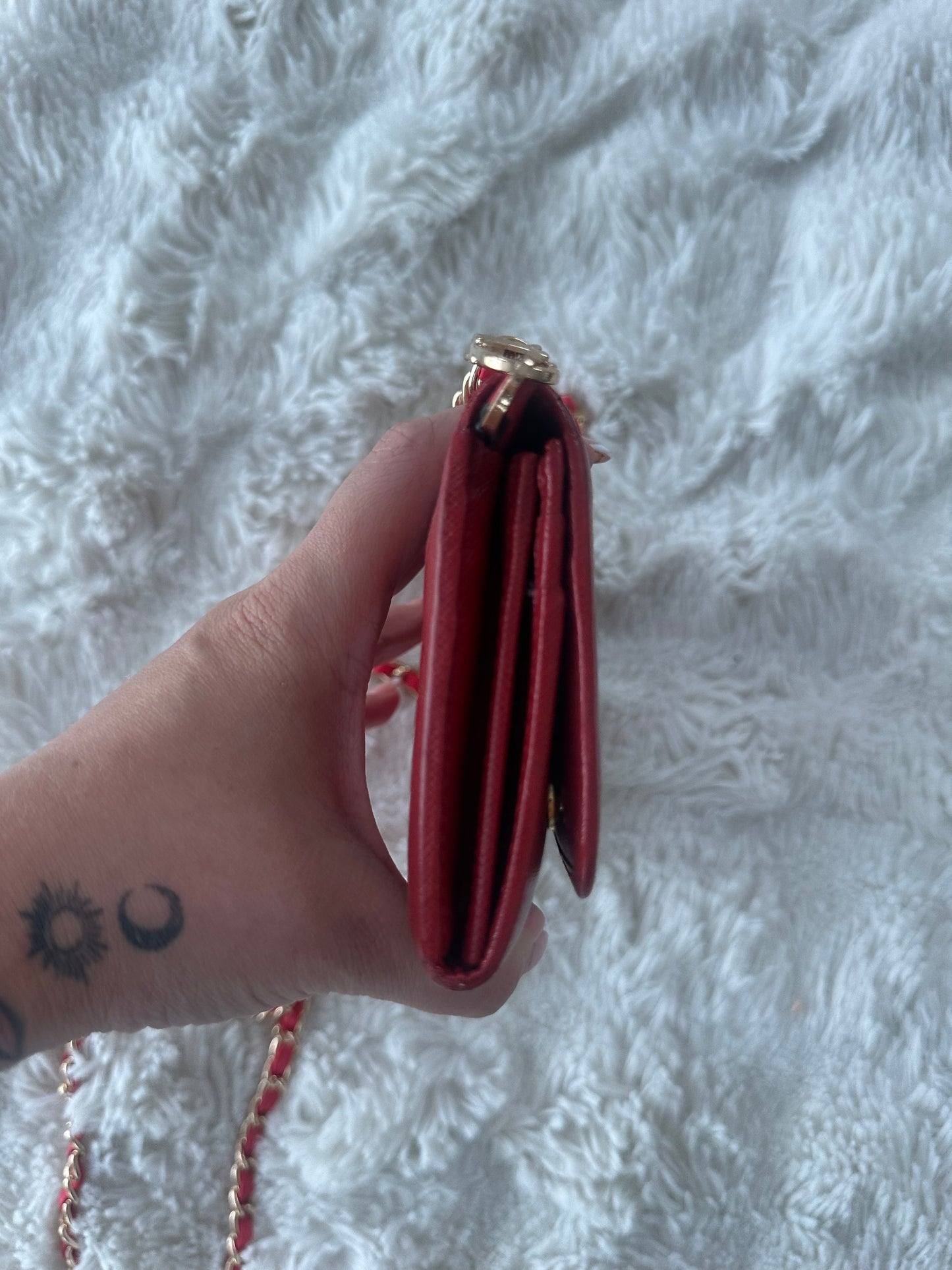 Prada Saffiano Wallet on Chain Red