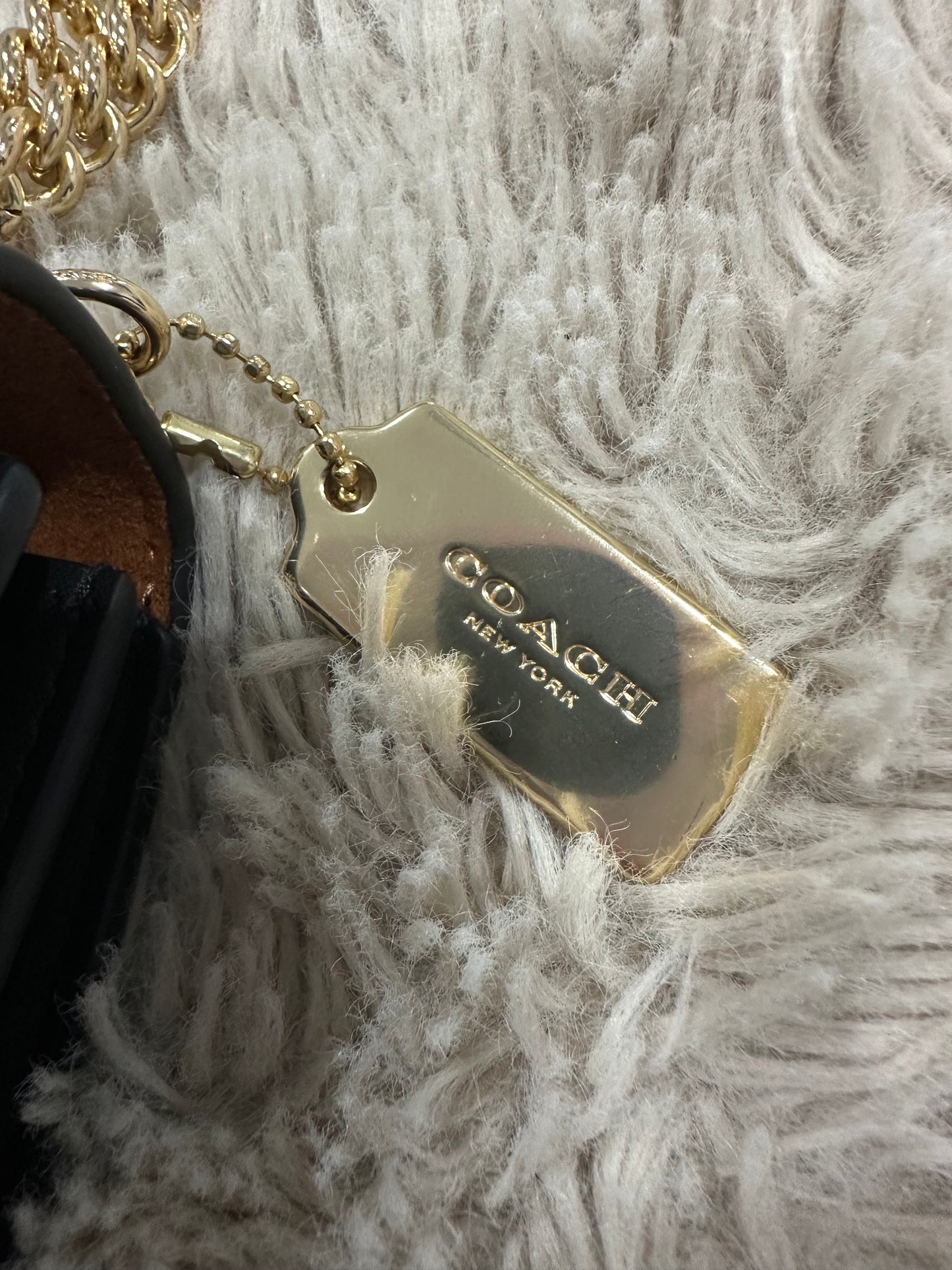 Coach Klare black leather and tan canvas crossbody